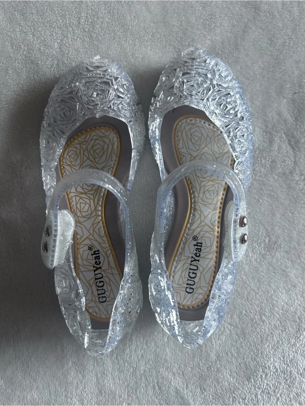 GUGUYeah Clear Glitter Jelly Sandals